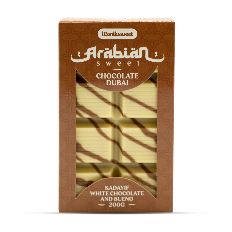 iConiksweet – Tablette de Chocolat Dubai - Kayadif Chocolat blanc & Bueno – 200g