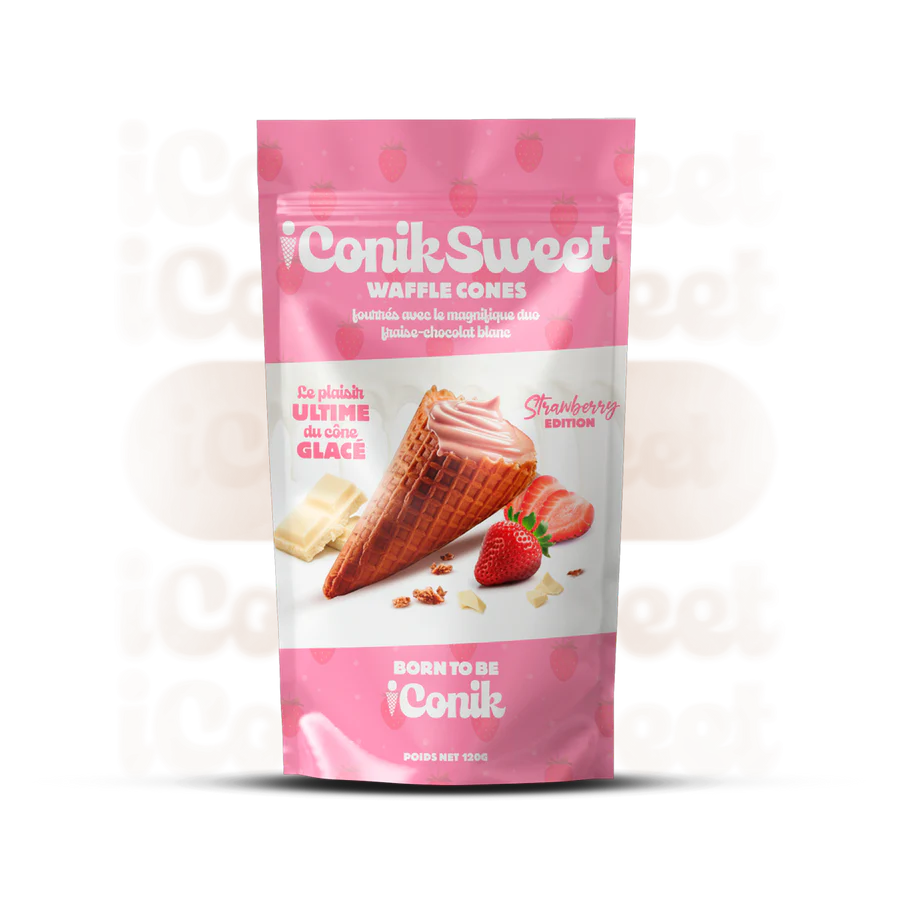 iConiksweet - Waffle Cones - Fraise & Chocolat blanc - Strawberry edition