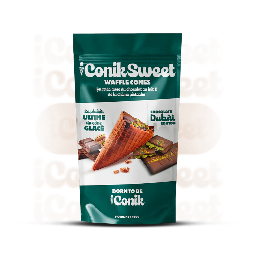 iConiksweet - Waffle Cones - Chocolat au lait & crème de pistache - Dubai Edition